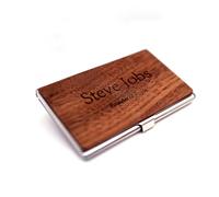 SUSANMAISON Metal Black Walnut Card Business Card Holder Holder Holder LOGO Lettering PR Welfare Conference Business Advertising Promotion Gift Set (Paka Wood (Silver Back))