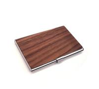 SUSANMAISON Metal Black Walnut Card Business Card Holder Holder LOGO Lettering PR Welfare Conference Business Advertising Promotion Gift Set (Black Walnut (Silver Back))