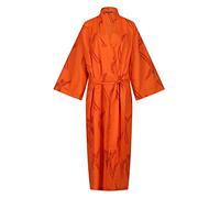 Susannah Cotton New Ladies Cotton Dressing Gown Kimono Robe/Lightweight 100% cotton. Hand-printed | Long Tailed Bird Red on Orange (Single Size: 122cm/48 length)