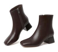 Susanny Ankle Boots for Women Chunky High Heel Warm Boot Mid Calf Chelsea Booties Leather Suede Fur Slip On Pointed Toe Heeled Boots Dress Work Hiking Snow Shoes