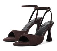 Susanny High Heels for Women Pointed Open Toe Strappy Chunky Block Heels Ankle Strap Stiletto Kitten Heeled Sandals Wedding Bridal Party Prom Sexy Dress Shoes, Chocolate Brown, 7 UK