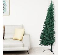 Susany Artificial Half Christmas Tree Xmas Tree with Stand Perfect for Indoor and Outdoor Holiday Decoration, Easy to Assemble, Green 210 cm PVC