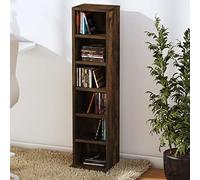 Susany CD Cabinet CD Storage Unit Cabinet Records Media Storage Display Shelf Organiser Unit Case Cupboard Smoked Oak 21x20x88 cm Engineered Wood