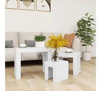 Susany Coffee Table Set, Nest of 3 Side Tables Bedside Tables Morden Sofa Table Nesting Coffee Tables 3 pcs, for Living Room, Bedroom or Office, White Chipboard