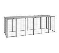 Susany Dog Kennel with Lockable Door Steel Construction Outdoor Animal Pet Supplies Runs Puppy Enclosure Safety Pet Kennel Cage Water-Resistant UV-Resistant Large Dog House Silver 330x110x110 cm Steel