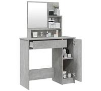 Susany Dressing Table Vanity Desk Vanity Makeup Table with Drawer, Shelves,Mirror Makeup Cosmetics Dresser Furniture Concrete Grey 86.5x35x136 cm