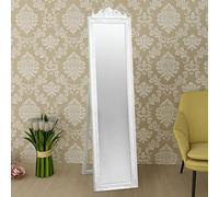 Susany Free-Standing Mirror, Floor Standing Full Length Dressing Mirror, Floor Mirrors, Freestanding Dressing Mirror, Bedroom Furniture, Baroque Style 160x40 cm White