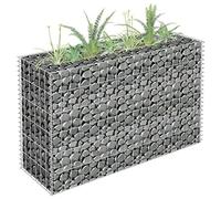 Susany Gabion Raised Bed Galvanised Steel Raised Bed, Stone Basket Planter, Fencing Wire Patio Flower Plant Bed, Stone Wire Garden Outdoor Landscape Gabion Pot 90x30x60 cm