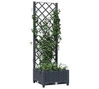 Susany Garden Planter Garden Raised Bed with Trellis Trough Planter with Topped Trellis Climbing Plants Flower Raised Bed Pot Dark Grey 40x40x121.5 cm