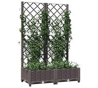 Susany Garden Planter Garden Raised Bed with Trellis Trough Planter with Topped Trellis Climbing Plants Flower Raised Bed Pot Brown 80x40x121.5 cm