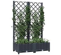 Susany Garden Planter Garden Raised Bed with Trellis Trough Planter with Topped Trellis Climbing Plants Flower Raised Bed Pot Dark Grey 80x40x121.5 cm