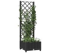 Susany Garden Planter Garden Raised Bed with Trellis Trough Planter with Topped Trellis Climbing Plants Flower Raised Bed Pot Black 40x40x121.5 cm