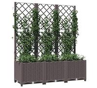 Susany Garden Planter Garden Raised Bed with Trellis Trough Planter with Topped Trellis Climbing Plants Flower Raised Bed Pot Dark Grey 40x40x136 cm