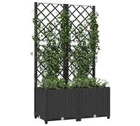 Susany Garden Planter Garden Raised Bed with Trellis Trough Planter with Topped Trellis Climbing Plants Flower Raised Bed Pot Black 80x40x136 cm