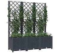 Susany Garden Planter Garden Raised Bed with Trellis Trough Planter with Topped Trellis Climbing Plants Flower Raised Bed Pot Dark Grey 120x40x136 cm