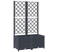 Susany Garden Planter Garden Raised Bed with Trellis Trough Planter with Topped Trellis Climbing Plants Flower Raised Bed Pot Dark Grey 80x40x136 cm