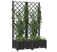 Susany Garden Planter Garden Raised Bed with Trellis Trough Planter with Topped Trellis Climbing Plants Flower Raised Bed Pot Dark Black 80x40x121.5 cm