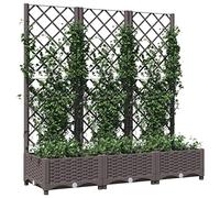 Susany Garden Planter Garden Raised Bed with Trellis Trough Planter with Topped Trellis Climbing Plants Flower Raised Bed Pot Brown 120x40x121.5 cm