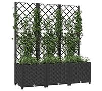 Susany Garden Planter Garden Raised Bed with Trellis Trough Planter with Topped Trellis Climbing Plants Flower Raised Bed Pot Black 120x40x136 cm