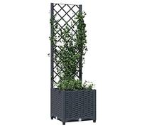Susany Garden Planter Garden Raised Bed with Trellis Trough Planter with Topped Trellis Climbing Plants Flower Raised Bed Pot Dark Grey 40x40x136 cm