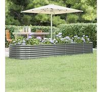 Susany Garden Planter Metal Raised Bed Garden Outdoor Balcony Planter Raised Garden Bed Powder-coated Steel 296x80x36 cm Grey
