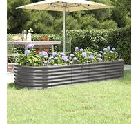 Susany Garden Planter Metal Raised Bed Garden Outdoor Balcony Planter Raised Garden Bed Powder-coated Steel 224x80x36 cm Grey