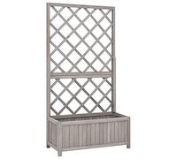 Susany Garden Planter with Trellis Trough Planter with Topped Trellis Climbing Plants Flower Raised Bed Flower Planting Box Pot Grey 70x30x135 cm Solid Firwood