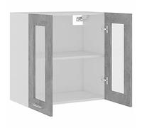 Susany Hanging Glass Cabinet, Kitchen Wall Cabinets, Chipboard Storage Shelf Kitchen Furniture Cupboard Wall Cabinet, Wall Mounted Kitchen Cabinet, Concrete Grey 60x31x60 cm Chipboard