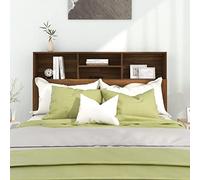 Susany Headboard With Built in Cabinets Bedroom Display Shelf Bookcase Bedroom Storage Cabinet Wooden Storage Backboard Bed Accessory Brown Oak 140x19x103.5 cm