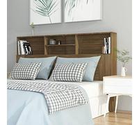 Susany Headboard With Built in Cabinets Bedroom Display Shelf Bookcase Bedroom Storage Cabinet Wooden Storage Backboard Bed Accessory Brown Oak 160x19x103.5 cm