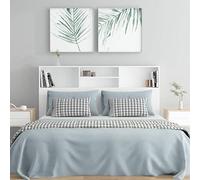 Susany Headboard With Built in Cabinets Bedroom Display Shelf Bookcase Bedroom Storage Cabinet Wooden Storage Backboard Bed Accessory White 160x19x103.5 cm