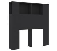 Susany Headboard With Built in Cabinets Bedroom Display Shelf Bookcase Bedroom Storage Cabinet Wooden Storage Backboard Bed Accessory Black 100x18.5x104.5 cm