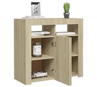 Susany LED Sideboard Cabinet Storage Cupboard Unit with LED Lights for Dining Room Living Room Sonoma Oak 80x35x75 cm