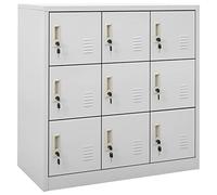 Susany Locker Cabinet, Office Workplace Metal Locker Cabinet Storage Bathroom Shelf, Storage Cabinet, Storage Organiser, With 9 Lockers, Light Grey 90x45x92.5 cm Steel
