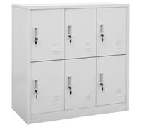 Susany Locker Cabinet, Office Workplace Metal Locker Cabinet Storage Bathroom Shelf, Storage Cabinet, Storage Organiser, With 6 Lockers, Light Grey 90x45x92.5 cm Steel