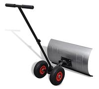 Susany Manual Snow Shovel with Wheels for Garden Lawn, Detachable Frame, Blade Adjustable in 5 Different Angles, with 2 Air-filled Wheels