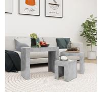 Susany Nesting Coffee Table Set, 3 pcs Modern Minimalist Concrete Grey Chipboard Tables, 61 x 30 x 50 cm, 43 x 30 x 39 cm, 25 x 30 x 29 cm, Bedroom, Living Room, Office