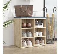 Susany Shoe Cabinet Wooden Shoe Storage Cabinet Wall Mounted or Freestanding Shoe Rack Stand Cupboard Hallway Cupboard Storage Organiser Sonoma Oak 52.5x30x50 cm