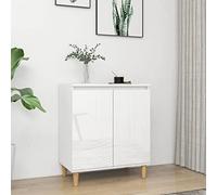 Susany Sideboard Book Cabinet Side Cabinet Storage Cabinet Display Cabinet Storage Cupboard for Living Room, 2 Compartments Inside the Doors,with Solid Wood Legs High Gloss White 60x35x70 cm Chipboard