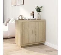 Susany Sideboard Side Cabinet Storage Cupboard with 2 Shelves and 2 Doors Buffet Table Storage Cabinet for Living Room Hallway Kitchen Sonoma Oak 80x40x75 cm Engineered Wood