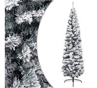Susany Slim Artificial Christmas Tree Xmas Tree with Flocked Snow Green 180 cm PVC