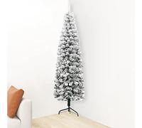 Susany Slim Half Christmas Tree Corner Artificial Xmas Tree Space-Saving Xmas Tree with Flocked Snow for Indoor and Outdoor Holiday Decoration 240 cm