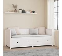 Susany Solid Pine Day Bed for Living Room & Guest Room - White 80x200 cm with Storage & carriage