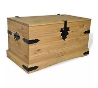 Susany Storage Chest, Box, Wooden Chest Trunk, Large Toy Chests with Lid, Box Organizer Unit, for Living Room, Bedroom or Guest Mexican Pine Corona Range 91x49.5x47 cm, Black