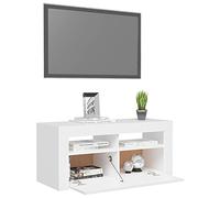 Susany TV Cabinet TV Unit Cabinet TV Shelf with LED Lights Wall Shelf Storage Rack for Living Room, Entertainment Center White 90x35x40 cm