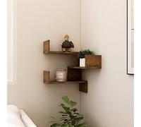 Susany Wall Corner Shelves Floating Shelves Shelving Unit Mounting Bookshelves Decorative for Bedroom, Bathroom, Living Room, Home Office Smoked Oak 40x40x50 cm Engineered Wood