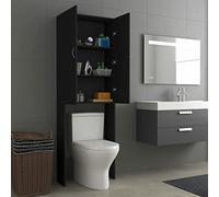 Susany Washing Machine Cabinet Over Toilet Cabinet Freestanding Washing Machine Rack with 2 Doors and 3 Shelves Bathroom Laundry Storage Organiser 64x25.5x190 cm, Black