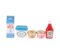 Suseiuua Creative Miniature Doll House Play Food 5pcs Realistic Ketchup Ice Cream Yogurt Resin Model Figure Kitchen Scene Setting Collectible Miniatures
