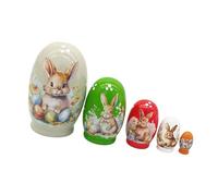 Suseiuua Matryoshka Russian Nesting Doll Set of 5 Handcrafted Wooden Figurines Decors Easter Theme Craft for Display Dolls Dolls for Kids Russian