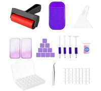 SuSentak 46 PCS Diamond Art Tools Kit, Complete Accessories Set with Multi-Tool Tweezers, Wax Pen, Storage Containers, Trays, Roller, Anti-Slip Mat for Adults Kids Beginners Art Crafts(Purple)